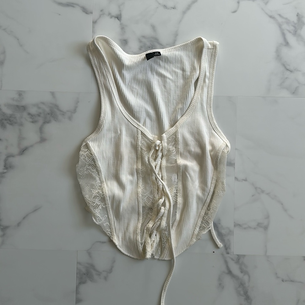 Girlfriend White Lace Corset Top